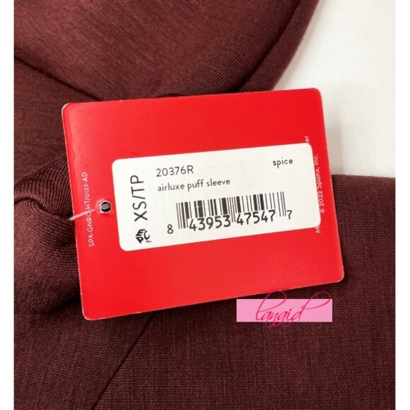 Spanx AirEssentials Puff Sleeve Desk to Dinner Top Spice Soft Terracotta Blouse - Picture 8 of 11